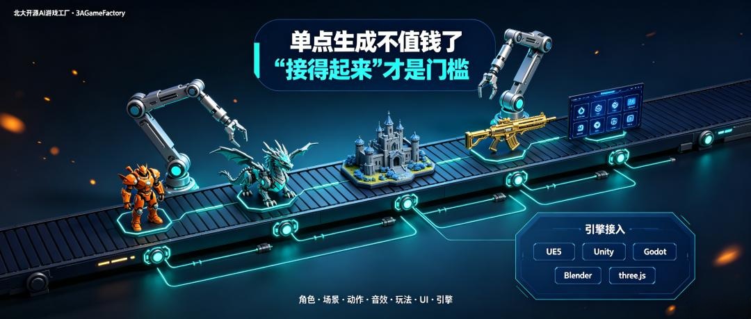 北大开源AI游戏工厂：单点生成不值钱了，“接得起来”才是门槛